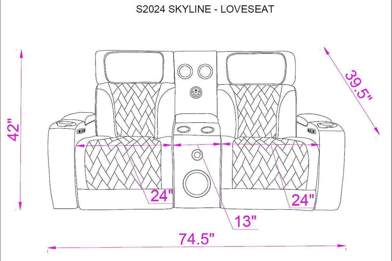 Skyline Black Leather 2-Piece Power Reclining Set