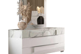 Sunset Ii White Modern Traditional Contemporary Marble Top Solid Wood 2-Drawers Chest - Ella Furniture