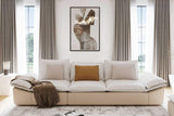 128.34'' Beige Velvet Seater Sofa