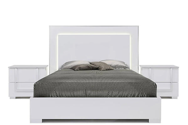 Antonella White Modern Contemporary High Gloss Lacquer Solid Wood Extra Nightstand - Ella Furniture