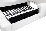 Apollo White Upholstered Storage LED Platform Queen Bed