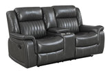 Lavon Grey Contemporary Wood, Engineered Wood Faux Leather Upholstered 3Pcs Reclining Set - Ella Furniture