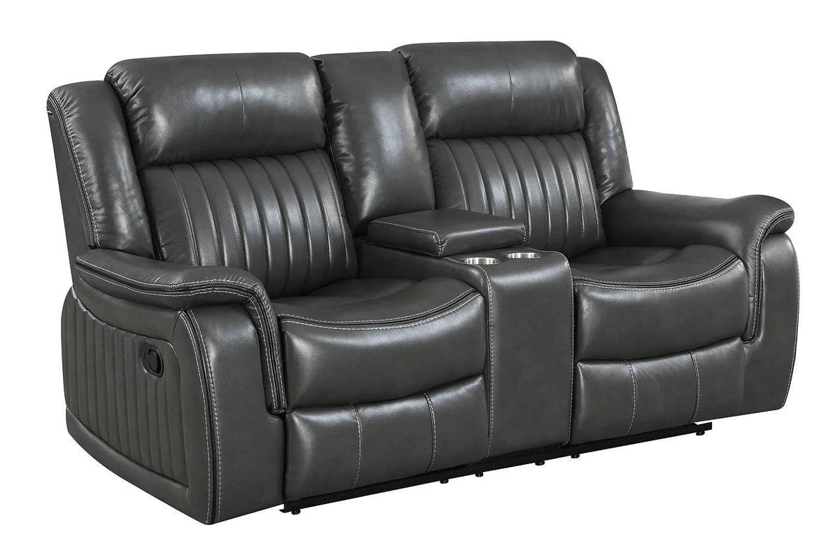 Lavon Grey Contemporary Wood, Engineered Wood Faux Leather Upholstered 3Pcs Reclining Set - Ella Furniture