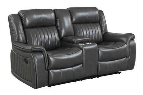 Lavon Grey Contemporary Wood, Engineered Wood Faux Leather Upholstered 3Pcs Reclining Set - Ella Furniture