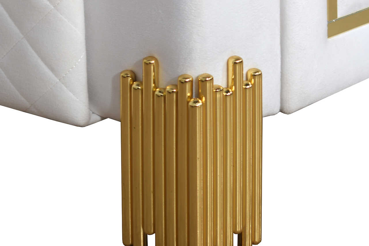 Glamor White Gold Velvet Living Room Set