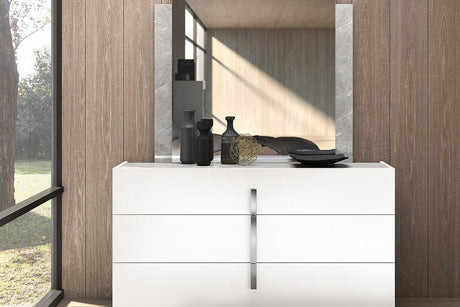 Mara White Modern Traditional Contemporary High Gloss Marble Top Wood Extra Nightstand - Ella Furniture