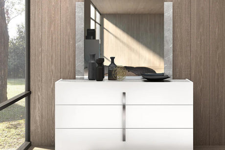 Dafne/mara White Modern Traditional Contemporary Marble Top Solid Wood Dresser & Mirror - Ella Furniture
