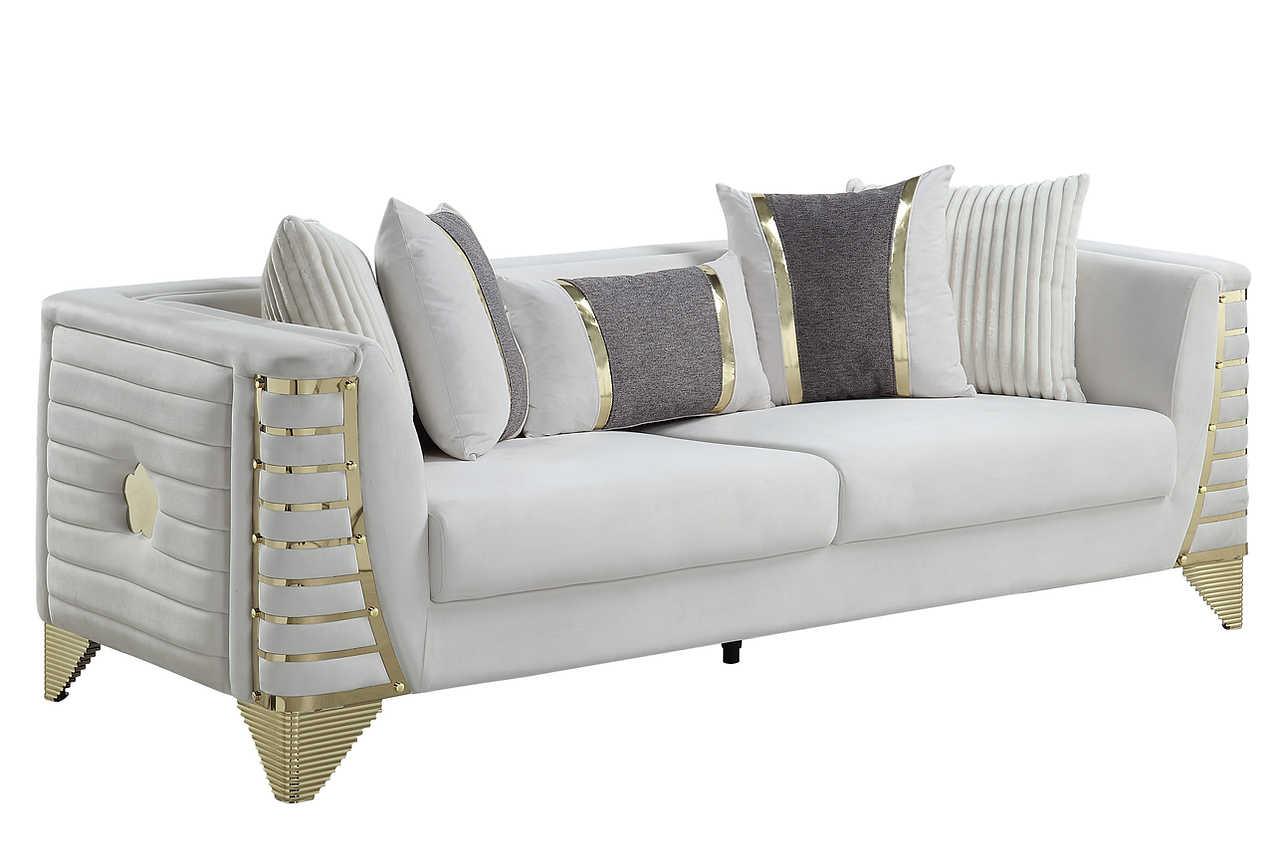 Donovan Cream Velvet Living Room Set