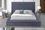 Catalina II Grey Upholstered Tufted USB King Bed