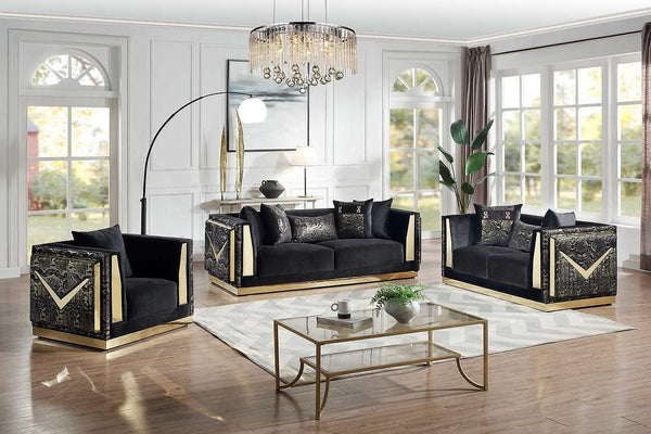Monaco Black Velvet Living Room Set