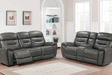 Rosewood Grey Wood Faux Leather (3Pcs Power Reclining Sofa, Loveseat And Recliner) - Ella Furniture