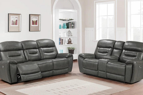Rosewood Grey Wood Faux Leather (3Pcs Power Reclining Sofa, Loveseat And Recliner) - Ella Furniture
