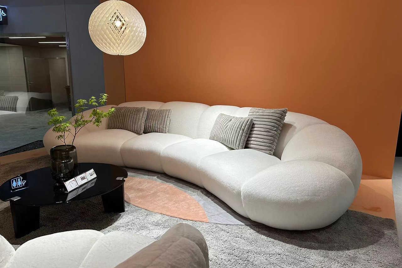 Big Cloud White Soft Fur Fabric Oversize Sectional