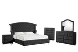Olivia Black Velvet Tufted Wingback Platform Bedroom Set