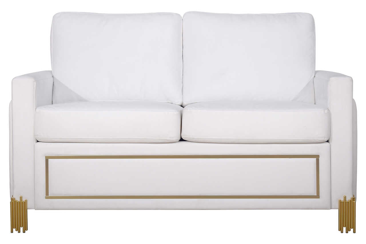 Glamor White Gold Velvet Living Room Set