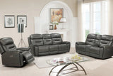 Rosewood Grey Wood Faux Leather (3Pcs Power Reclining Sofa, Loveseat And Recliner) - Ella Furniture