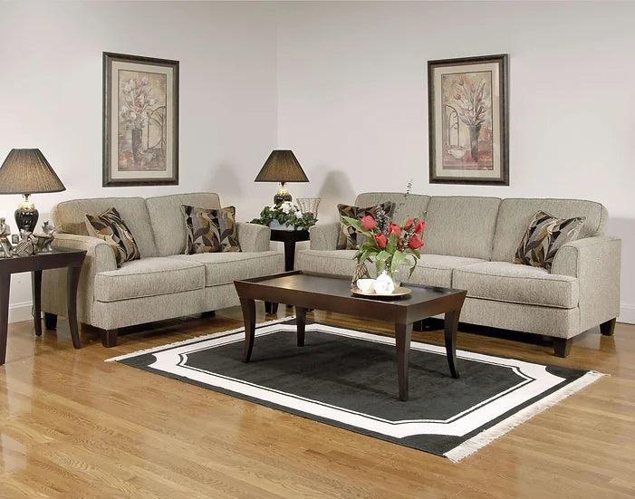 Soprano Beige Modern Contemporary Wood, Engineered Wood Fabric Sofa & Loveseat - Ella Furniture