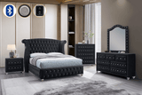 Divina Black Upholstered Tufted Wingback Bedroom Set