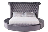 Lux Grey Modern Contemporary Solid Wood Velvet Upholstered Tufted Storage King Bed - Ella Furniture