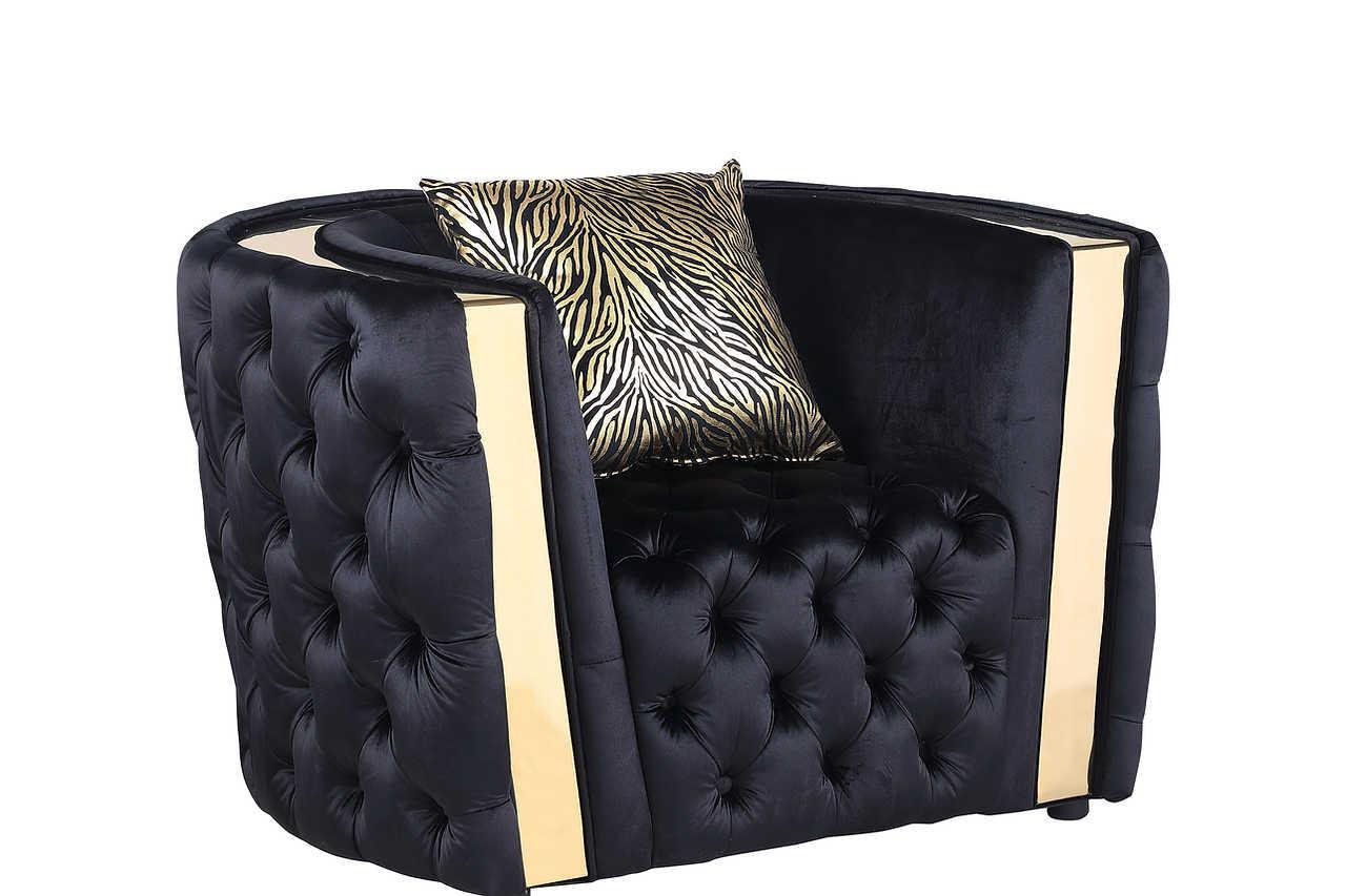 Roka Black Modern Tufted Chair - Ella Furniture