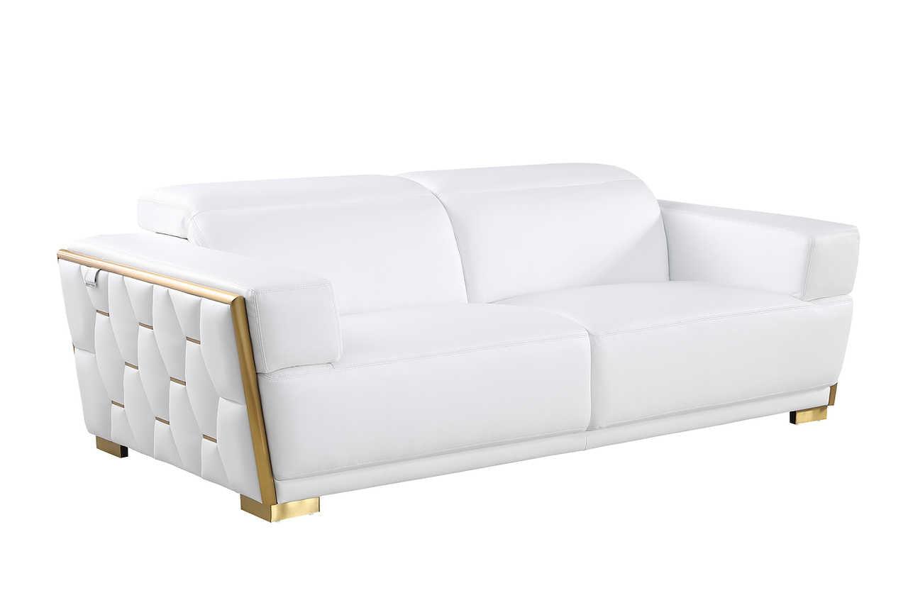 Hexor White Leather Living Room Set