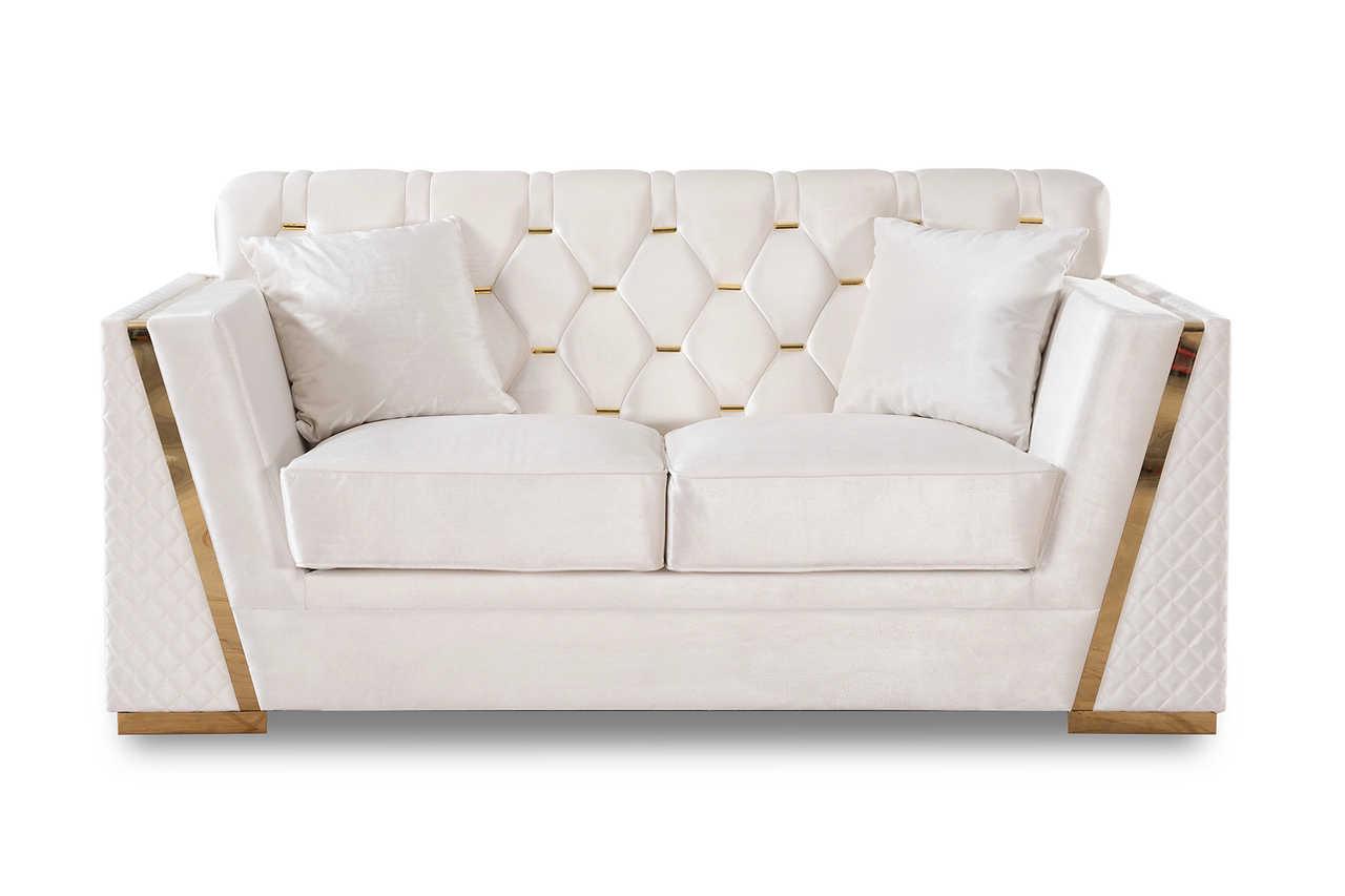 Hilena White Velvet Living Room Set