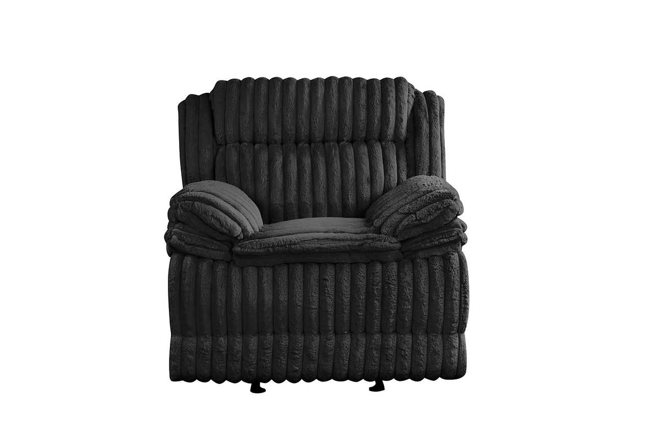Mellow Black Thick Stripe Fabric 3-Piece Reclining Set