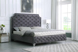 Leilah Gray Upholstered Tufted Platform King Bed
