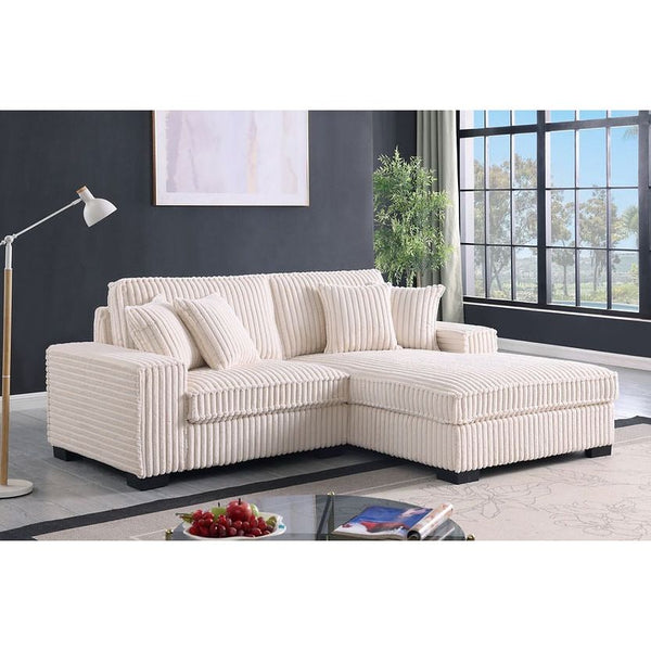 Comfy II Cream Corduroy Fabric Sectional