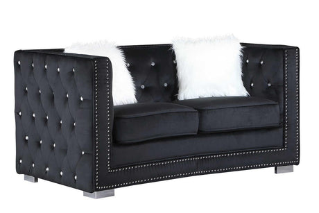 Paris Black Modern Velvet Tufted Sofa&Loveseat - Ella Furniture