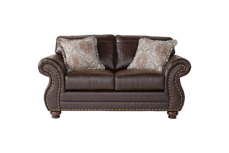 Ridgeline Brownie Modern Contemporary Solid Wood Polished Fabric Upholstery Loveseat - Ella Furniture