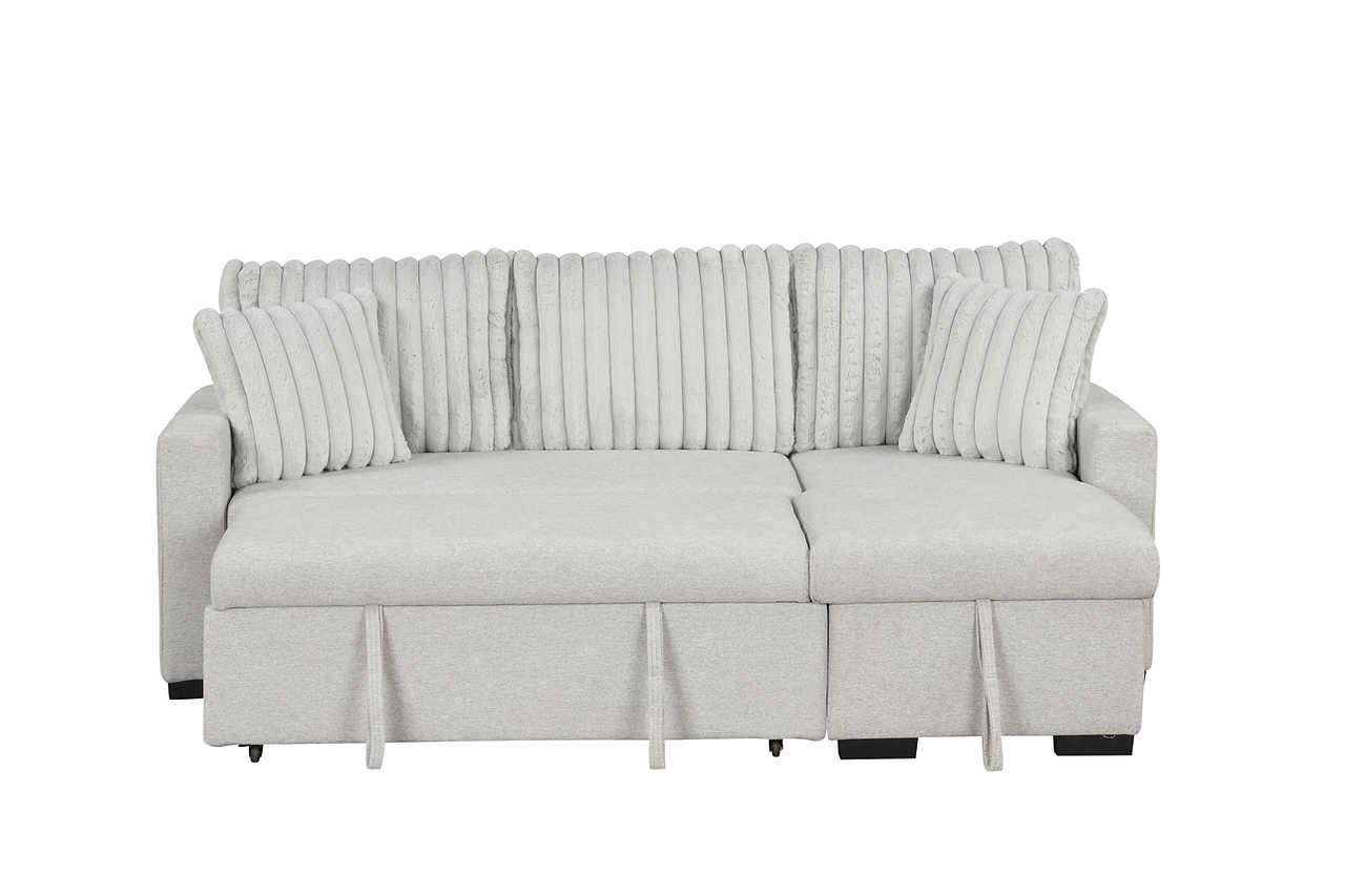 Nori Gray Upholstered Sectional w Pull-Out Bed