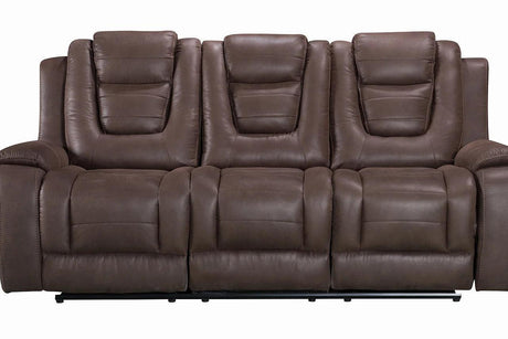 Galaxy Brown Modern Contemporary Wood And Engineered Wood Faux Leather Upholstered Sofa - Ella Furniture