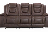 Galaxy Brown Contemporary Wood And Engineered Wood Faux Leather Upholstered Recliner - Ella Furniture