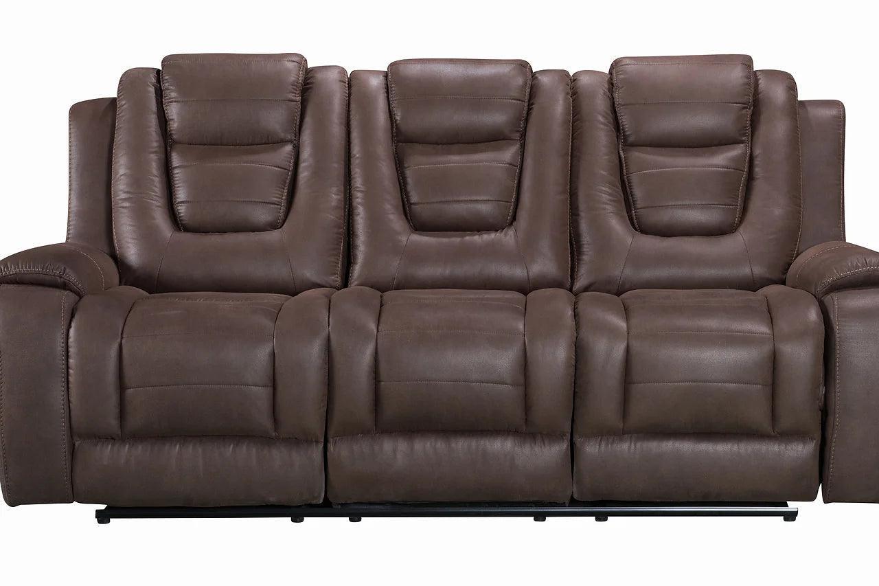 Galaxy Brown Contemporary Wood And Engineered Wood Faux Leather Upholstered Recliner - Ella Furniture