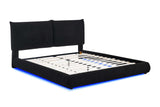 Zima Black LED Upholstered Platform Queen Bed