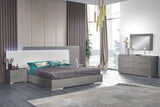 Fabiana Aspen Grey Modern Contemporary High Gloss Wood Eco Leather Italian Bedroom Set - Ella Furniture