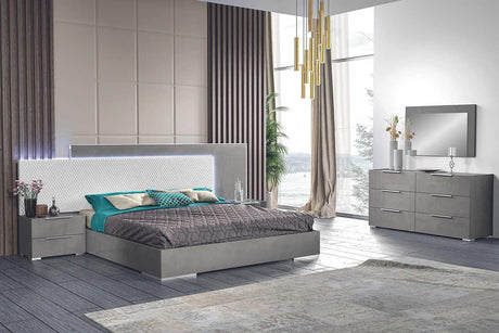 Fabiana Grey Modern Contemporary High Gloss Lacquer Solid Wood Marble Top Chest - Ella Furniture