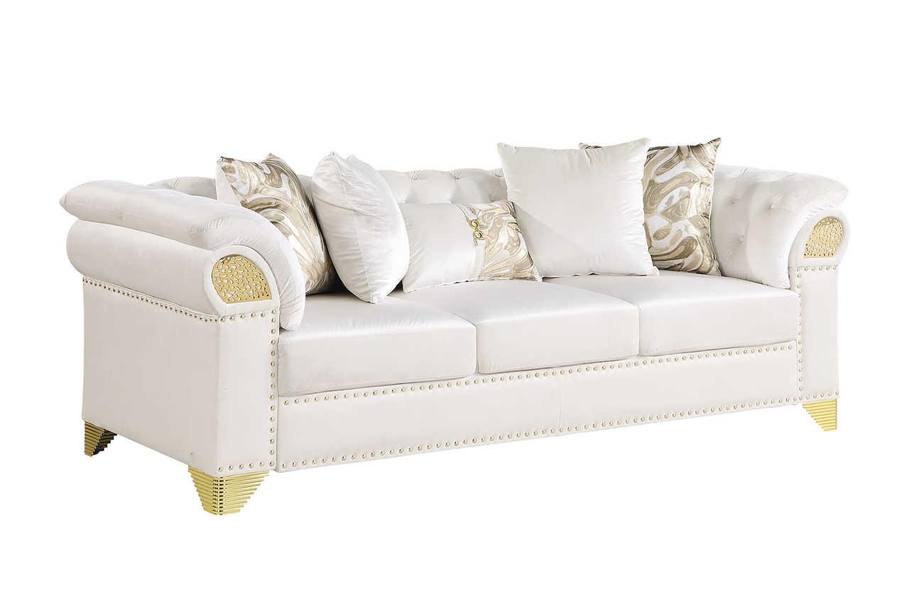 Emma Cream Velvet Living Room Set