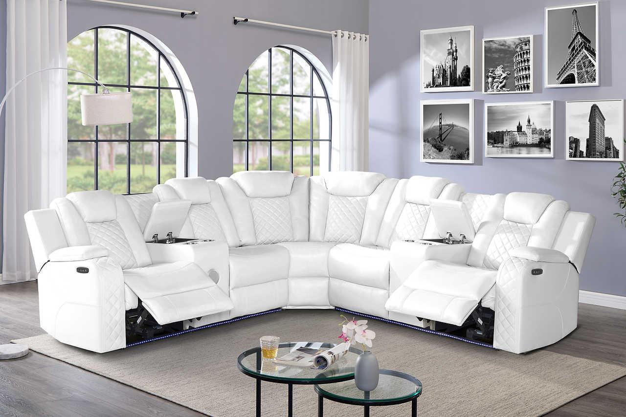 Eclipse White Air Leather Reclining Set