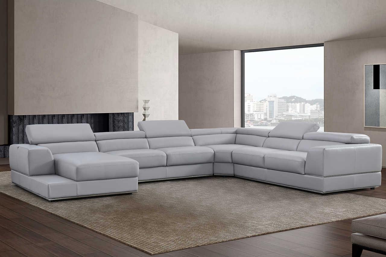 Pella Light Gray Leather LAF Sectional