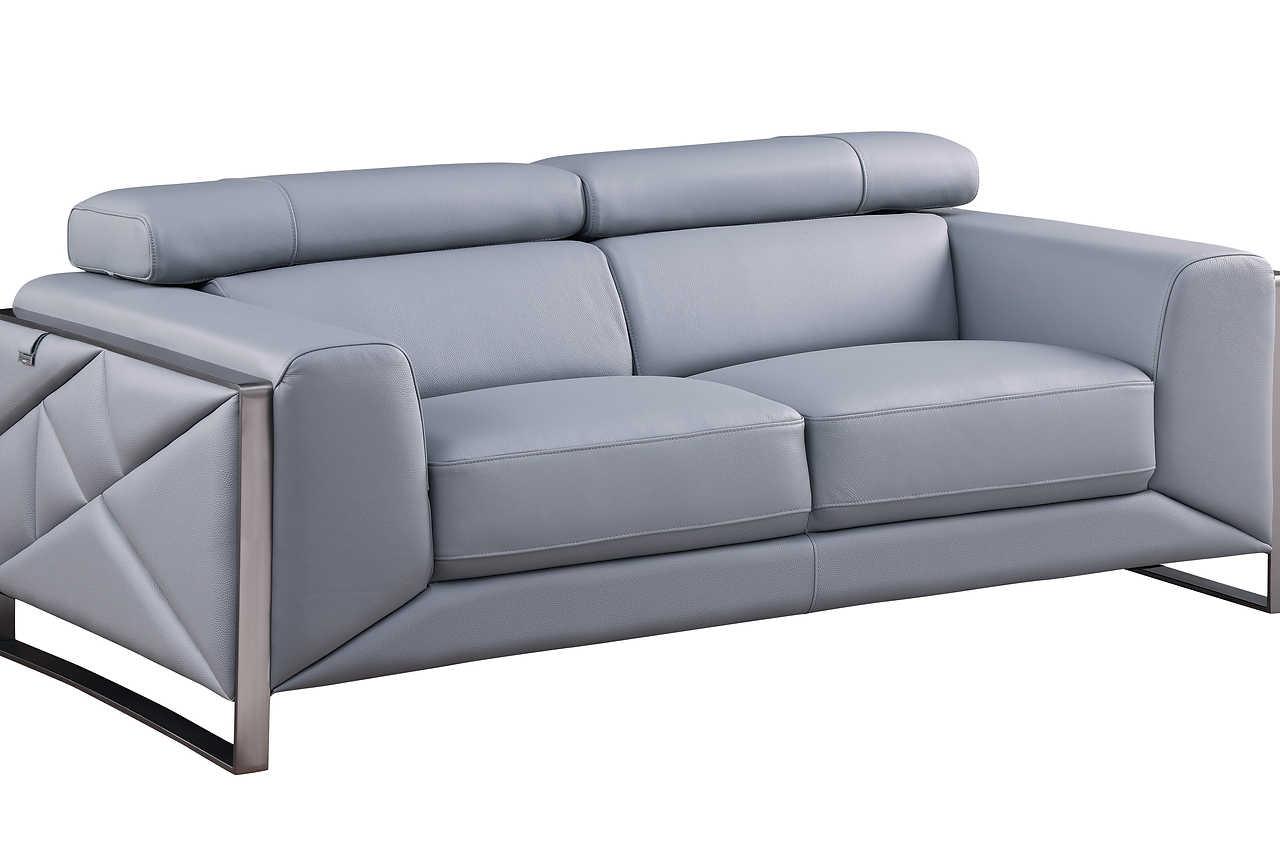 Giorgio Light Blue Leather Sofa