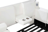 Apollo White Upholstered Storage LED Platform Queen Bed