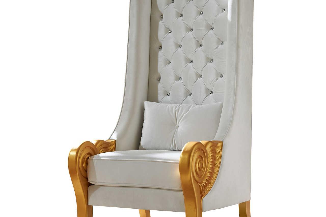 Throne White 62.5" Tall Accent Chair