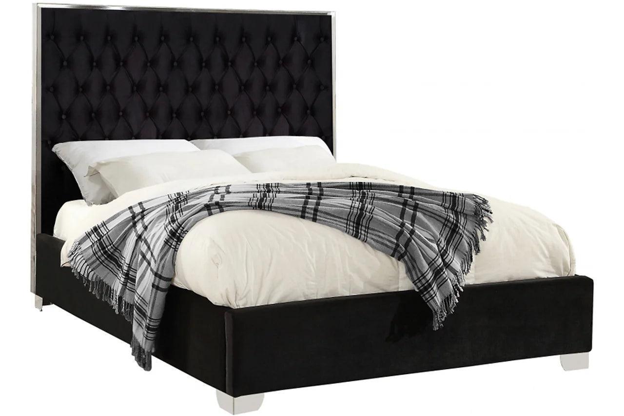 Rose Black Upholstered Platform King Bed