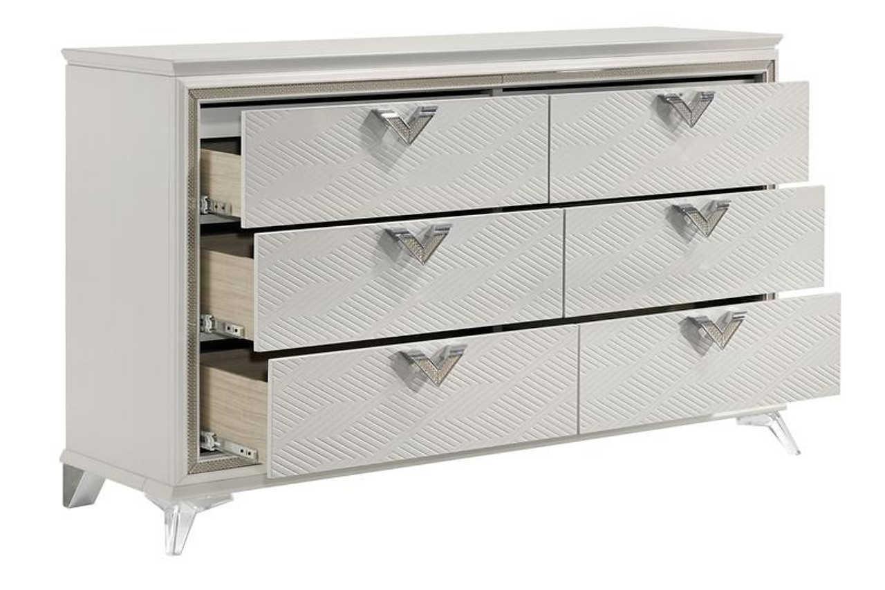 Chiara Majestic Gold Upholstered LED Panel Bedroom Set