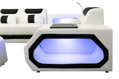 Matrix White/Black Modern Contemporary Wood, Engineered Wood Faux Leather Sectional - Ella Furniture