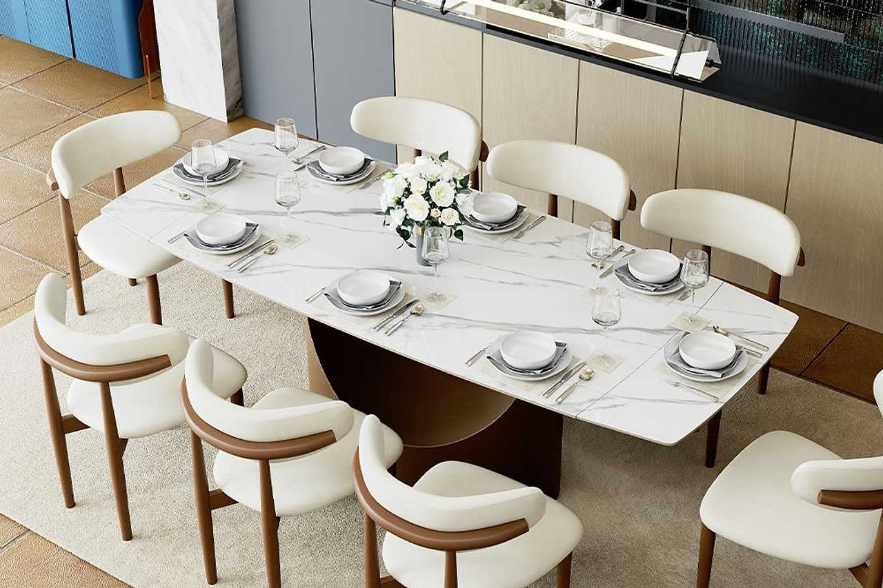 Aman Glossy White 71"-95" Table