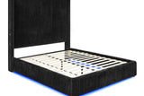 Belinda Black LED Upholstered Platform King Bed