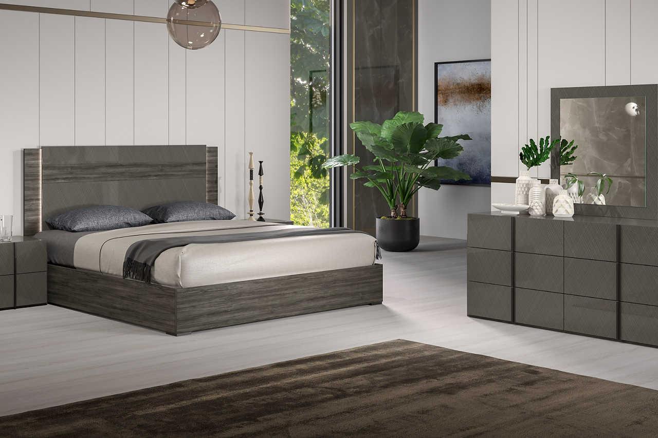 Aryan Grey LED Panel Bedroom Set